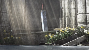 The Buster Sword's new home in Aerith's church