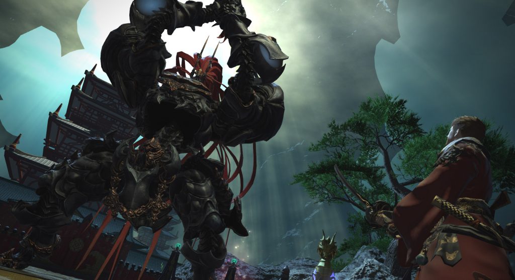 A looming figure of Susano, one of the new Primal fights.